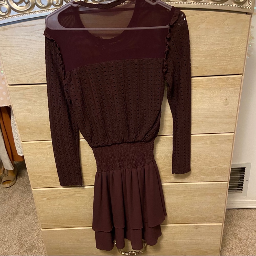 Maroon Long Sleeve Dress